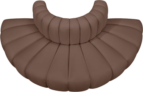 Yara 90" Brown Vegan Leather Upholstered Sectional, 4-Piece