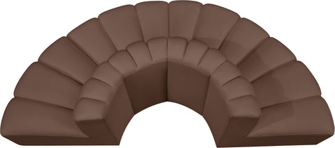 Yara 90" Brown Vegan Leather Upholstered Sectional, 4-Piece
