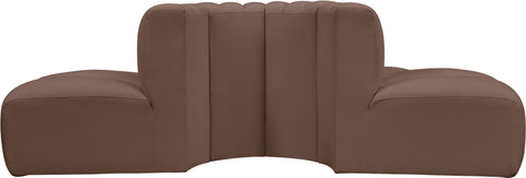 Yara 90" Brown Vegan Leather Upholstered Sectional, 4-Piece