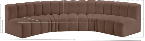 Briar Brown 133 Vegan Leather Upholstered Modular Sectional, 5-Piece