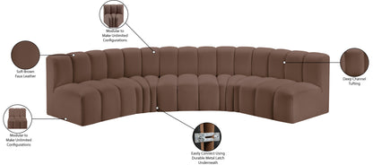 Zara Brown Faux Leather Modular Sofa S5A