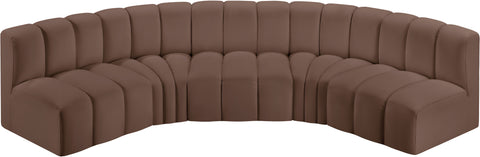 Briar Brown 133 Vegan Leather Upholstered Modular Sectional, 5-Piece