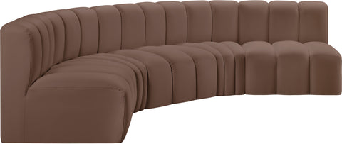 Briar Brown 133 Vegan Leather Upholstered Modular Sectional, 5-Piece