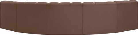 Briar Brown 133 Vegan Leather Upholstered Modular Sectional, 5-Piece