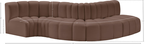 Briar Brown 122 Vegan Leather Upholstered Modular Sectional, 5-Piece