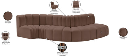 Zara Brown Faux Leather Modular Sofa S5B