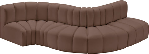 Briar Brown 122 Vegan Leather Upholstered Modular Sectional, 5-Piece