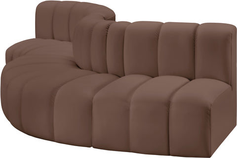 Briar Brown 122 Vegan Leather Upholstered Modular Sectional, 5-Piece