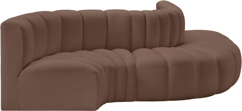 Briar Brown 122 Vegan Leather Upholstered Modular Sectional, 5-Piece