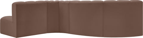 Briar Brown 122 Vegan Leather Upholstered Modular Sectional, 5-Piece