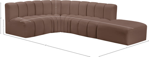 Briar Brown 127 Vegan Leather Upholstered Modular Sectional, 5-Piece