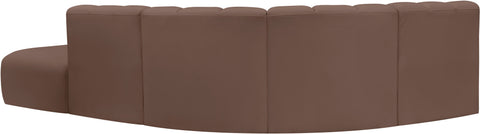 Briar Brown 127 Vegan Leather Upholstered Modular Sectional, 5-Piece