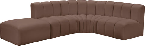 Briar Brown 127 Vegan Leather Upholstered Modular Sectional, 5-Piece
