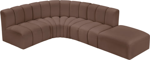 Briar Brown 127 Vegan Leather Upholstered Modular Sectional, 5-Piece