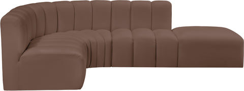 Briar Brown 127 Vegan Leather Upholstered Modular Sectional, 5-Piece