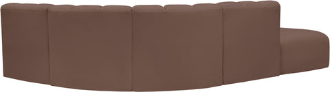 Briar Brown 127 Vegan Leather Upholstered Modular Sectional, 5-Piece