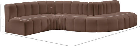 Briar Brown 145 Vegan Leather Upholstered Modular Sectional , 6-Piece (Style 1)