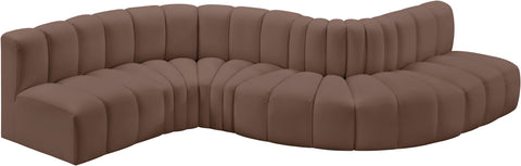 Briar Brown 145 Vegan Leather Upholstered Modular Sectional , 6-Piece (Style 1)