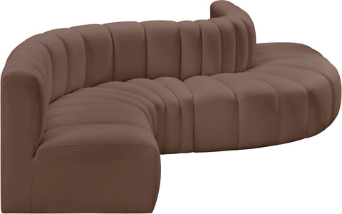 Briar Brown 145 Vegan Leather Upholstered Modular Sectional , 6-Piece (Style 1)