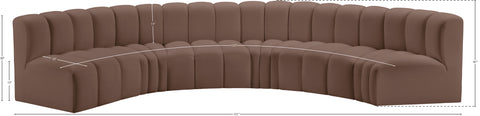 Yara 151" Vegan Leather Upholstered Sectional, 6-Piece