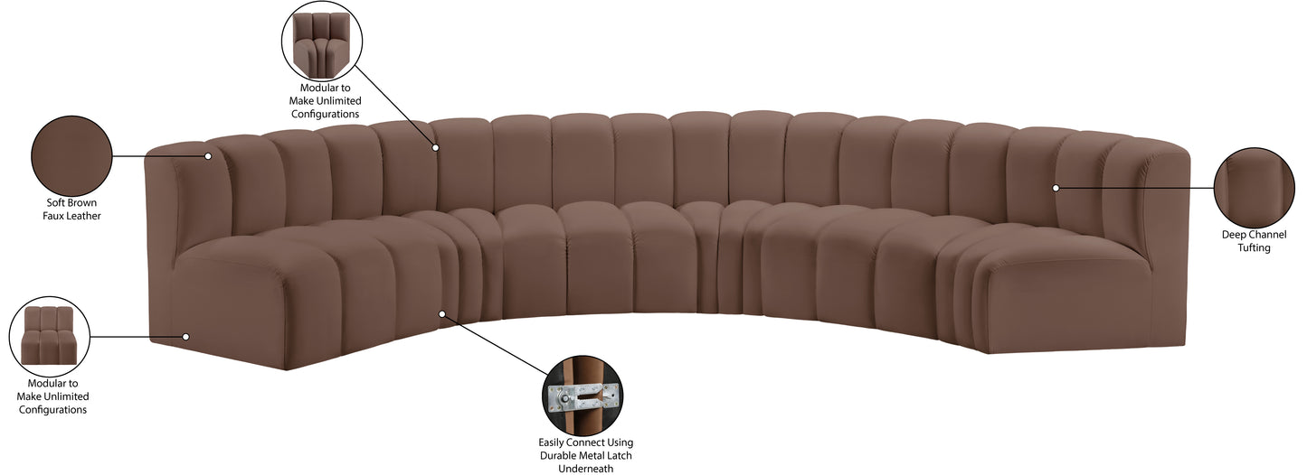 zara brown faux leather modular sofa s6b