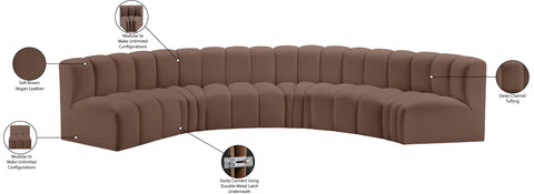 Yara 151" Vegan Leather Upholstered Sectional, 6-Piece