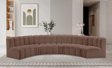 Yara 151" Vegan Leather Upholstered Sectional, 6-Piece