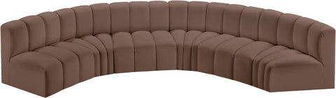 Yara 151" Vegan Leather Upholstered Sectional, 6-Piece