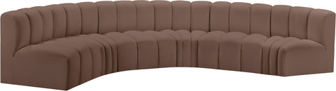 Yara 151" Vegan Leather Upholstered Sectional, 6-Piece