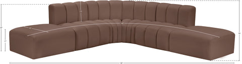Briar Brown 146 Vegan Leather Upholstered Modular Sectional, 6-Piece