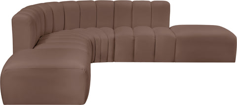 Briar Brown 146 Vegan Leather Upholstered Modular Sectional, 6-Piece