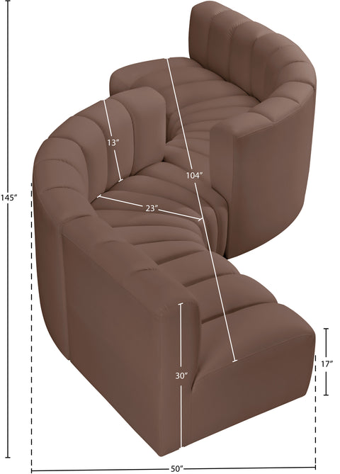 Briar Brown 145 Vegan Leather Upholstered Modular Sectional , 6-Piece (Style 2)
