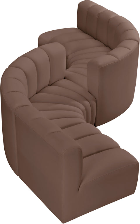 Briar Brown 145 Vegan Leather Upholstered Modular Sectional , 6-Piece (Style 2)