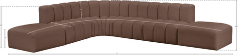 Briar Brown 172 Vegan Leather Upholstered Modular Sectional, 7-Piece
