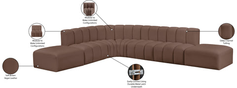 Briar Brown 172 Vegan Leather Upholstered Modular Sectional, 7-Piece