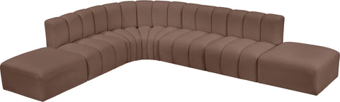 Briar Brown 172 Vegan Leather Upholstered Modular Sectional, 7-Piece