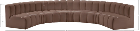 Briar Brown 162 Vegan Leather Upholstered Modular Sectional, 7-Piece