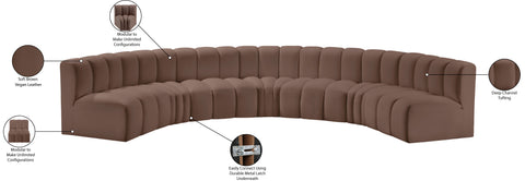 Briar Brown 162 Vegan Leather Upholstered Modular Sectional, 7-Piece