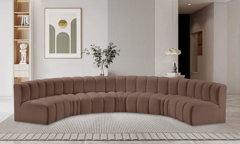 Briar Brown 162 Vegan Leather Upholstered Modular Sectional, 7-Piece