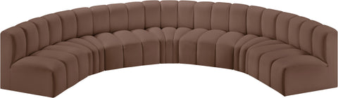 Briar Brown 162 Vegan Leather Upholstered Modular Sectional, 7-Piece