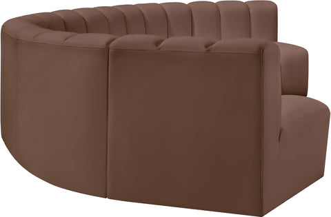 Briar Brown 162 Vegan Leather Upholstered Modular Sectional, 7-Piece