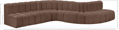 Zara Brown Faux Leather Modular Sofa S7C