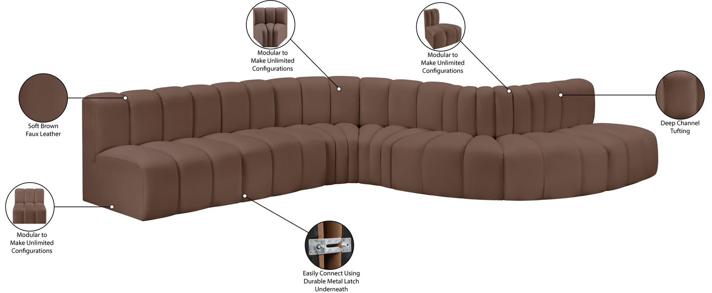 zara brown faux leather modular sofa s7c