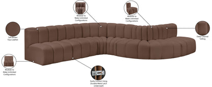 Zara Brown Faux Leather Modular Sofa S7C