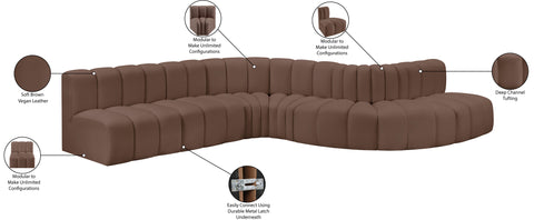Yara 170" Vegan Leather Upholstered Sectional, 7-Piece