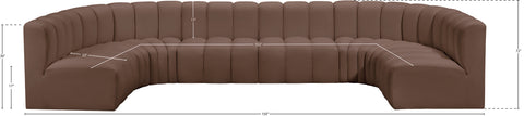 Briar Brown 150 Vegan Leather Upholstered Modular Sectional, 8-Piece