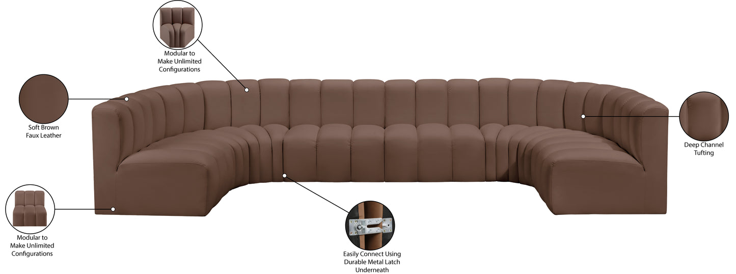 zara brown faux leather modular sofa s8a