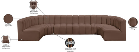 Briar Brown 150 Vegan Leather Upholstered Modular Sectional, 8-Piece