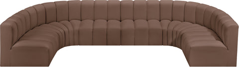 Briar Brown 150 Vegan Leather Upholstered Modular Sectional, 8-Piece