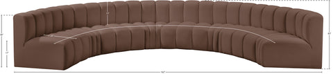 Briar Brown 162 Vegan Leather Upholstered Modular Sectional, 8-Piece